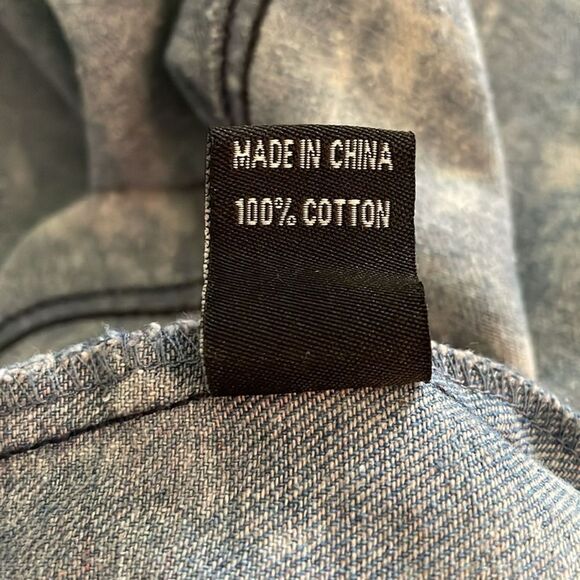 Thrill Acid Wash Long Duster Jean Jacket Womens Medium Graphic Print Distressed - Picture 9 of 12